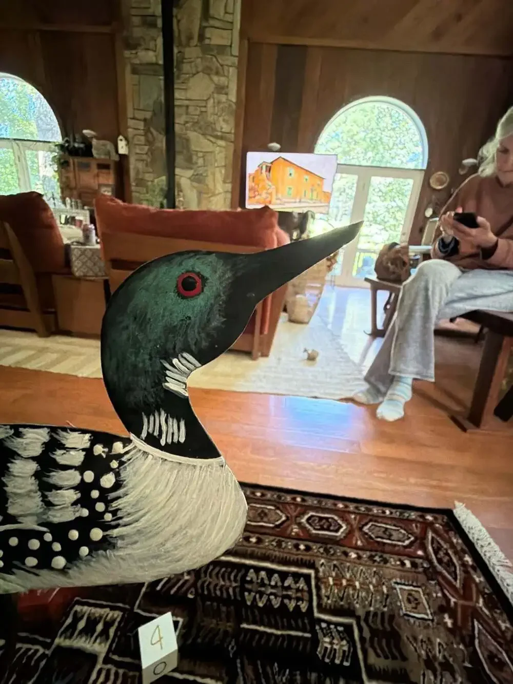 Hand-Painted Metal Loon Wall Hook Decor